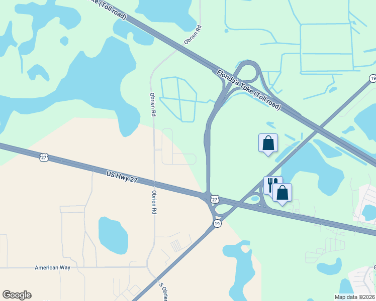 map of restaurants, bars, coffee shops, grocery stores, and more near 8720 Sportsman Loop in Groveland