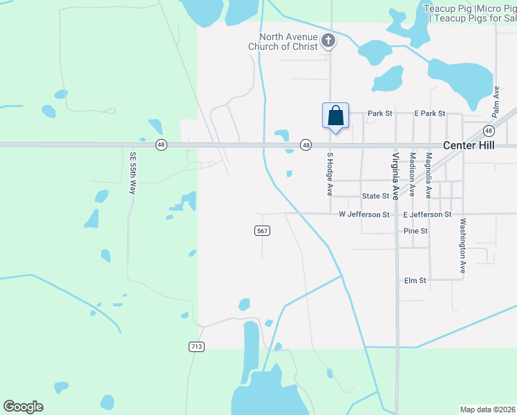 map of restaurants, bars, coffee shops, grocery stores, and more near 386 West Jefferson Street in Center Hill
