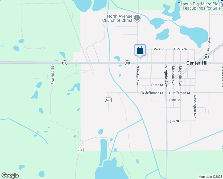 map of restaurants, bars, coffee shops, grocery stores, and more near 386 West Jefferson Street in Center Hill
