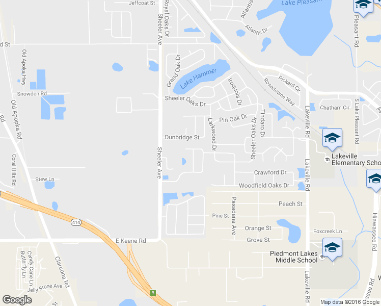 map of restaurants, bars, coffee shops, grocery stores, and more near 2002 Lauren Road in Apopka