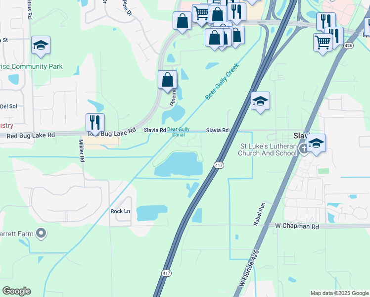map of restaurants, bars, coffee shops, grocery stores, and more near Summer Club Drive in Oviedo