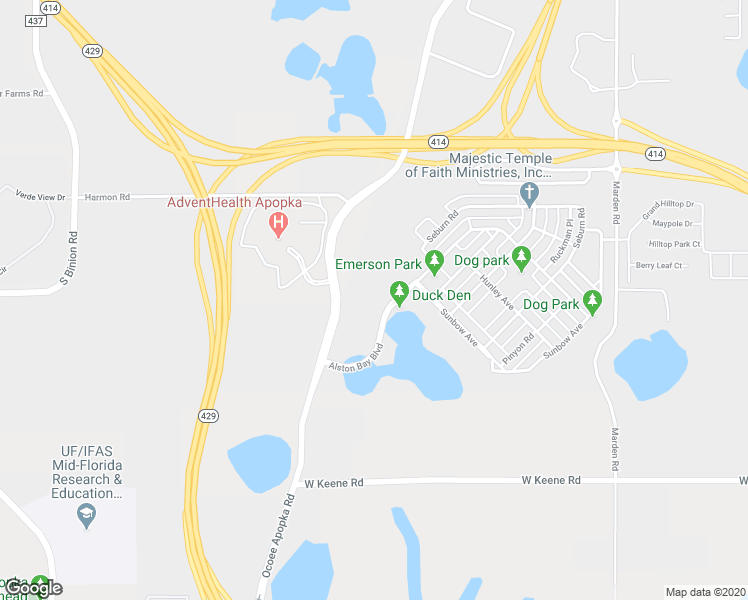 map of restaurants, bars, coffee shops, grocery stores, and more near 1601 Alston Bay Boulevard in Apopka