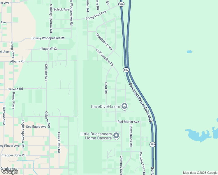 map of restaurants, bars, coffee shops, grocery stores, and more near 15318 Coot Road in Brooksville