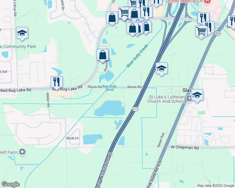 map of restaurants, bars, coffee shops, grocery stores, and more near 1920 Summer Club Drive in Oviedo