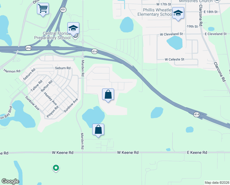 map of restaurants, bars, coffee shops, grocery stores, and more near 2009 Marden Road in Apopka