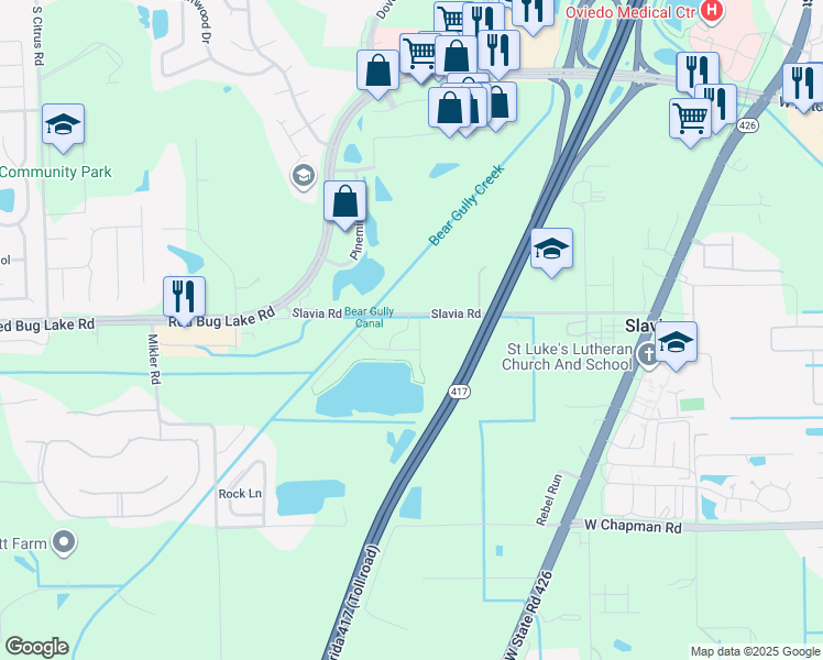 map of restaurants, bars, coffee shops, grocery stores, and more near 1910 Summer Club Drive in Oviedo