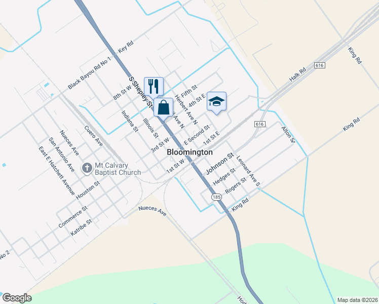 map of restaurants, bars, coffee shops, grocery stores, and more near in Bloomington