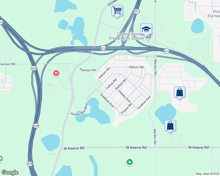 map of restaurants, bars, coffee shops, grocery stores, and more near 1255 Tallow Road in Apopka