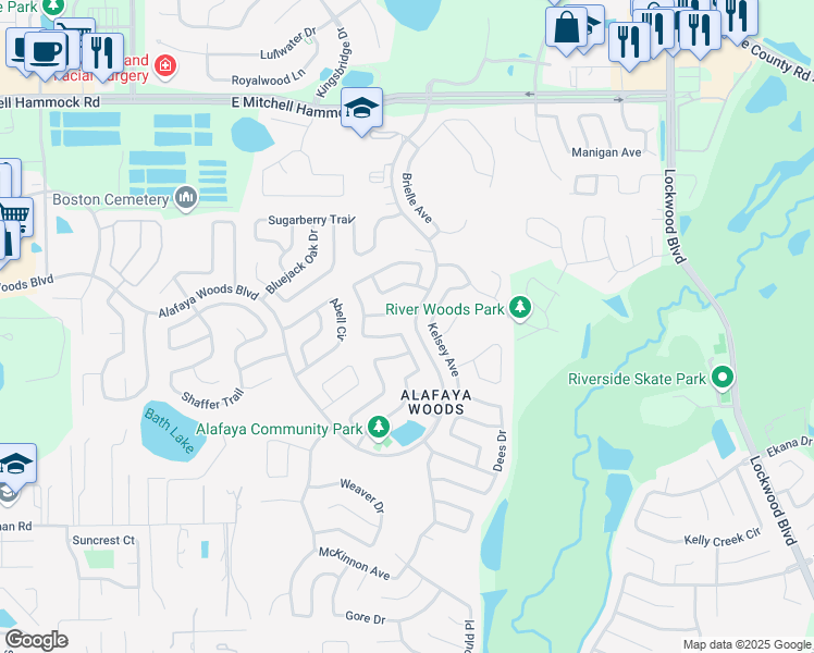 map of restaurants, bars, coffee shops, grocery stores, and more near 1066 Covington Street in Oviedo