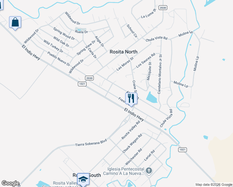 map of restaurants, bars, coffee shops, grocery stores, and more near 248 Alamo Street in Eagle Pass