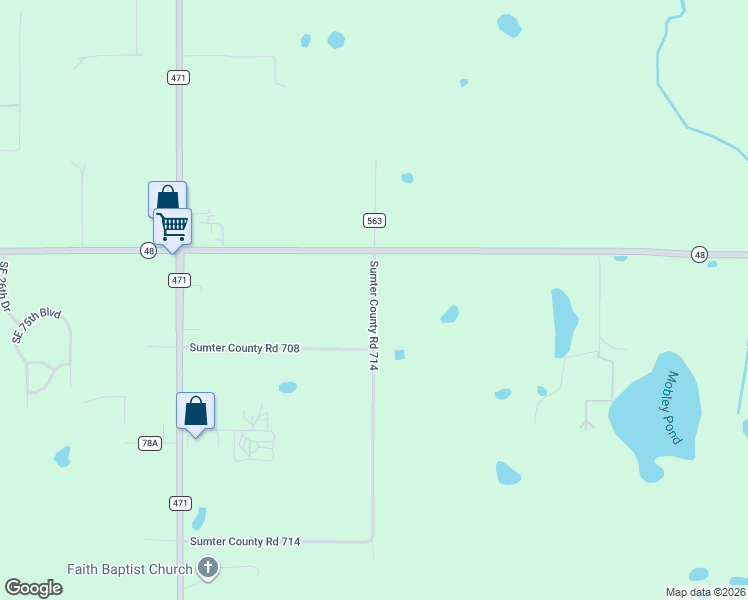 map of restaurants, bars, coffee shops, grocery stores, and more near 3470 County Road 708 in Center Hill