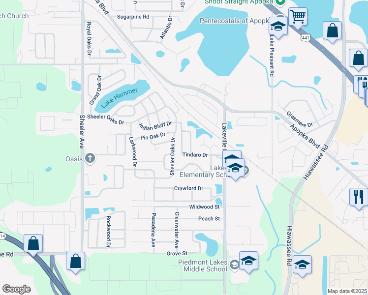 map of restaurants, bars, coffee shops, grocery stores, and more near 1968 Tindaro Drive in Apopka