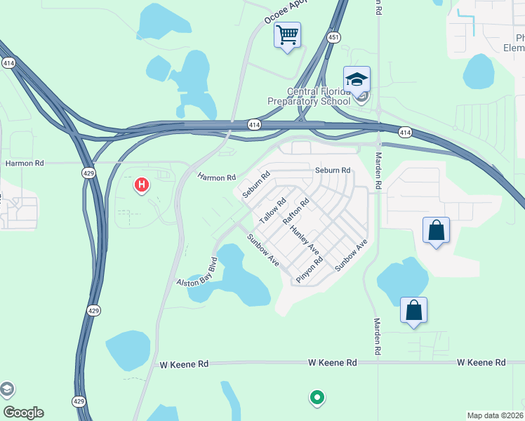 map of restaurants, bars, coffee shops, grocery stores, and more near 1255 Tallow Road in Apopka