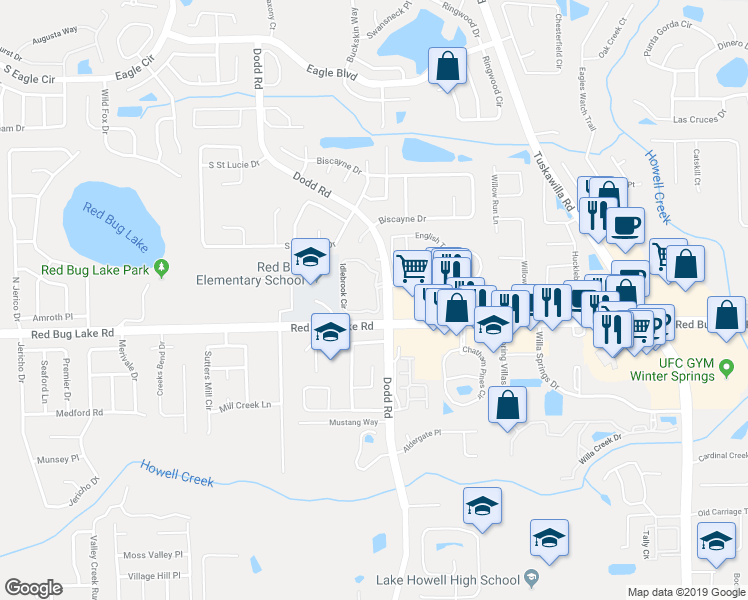 map of restaurants, bars, coffee shops, grocery stores, and more near 3756 Idlelbrook # 106 Circle in Casselberry