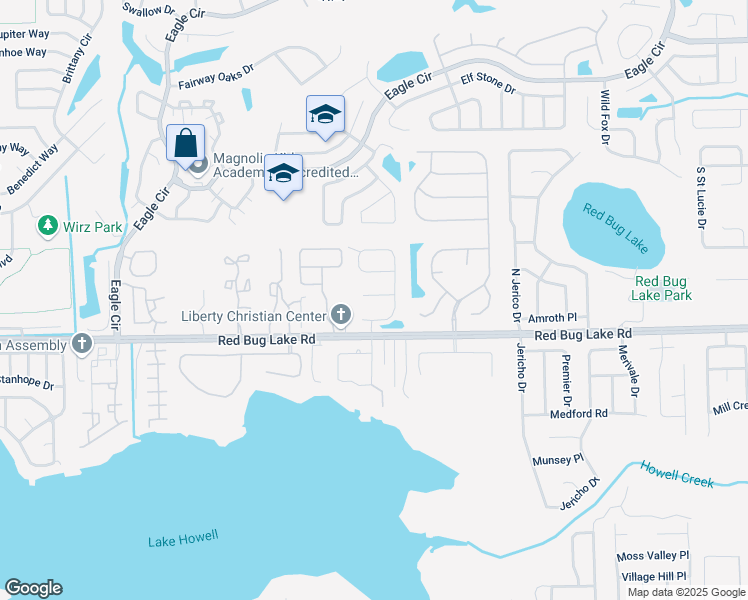 map of restaurants, bars, coffee shops, grocery stores, and more near 1615 Gatsby Court in Casselberry