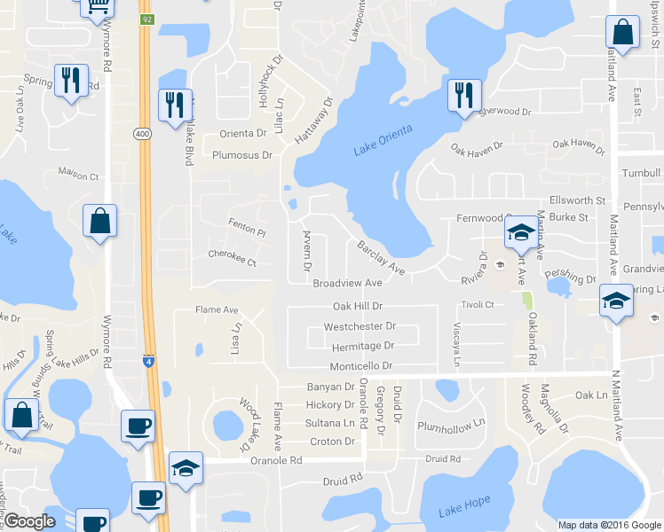 map of restaurants, bars, coffee shops, grocery stores, and more near 625 Mayfair Avenue in Altamonte Springs