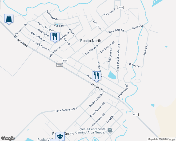 map of restaurants, bars, coffee shops, grocery stores, and more near 248 Alamo Street in Eagle Pass