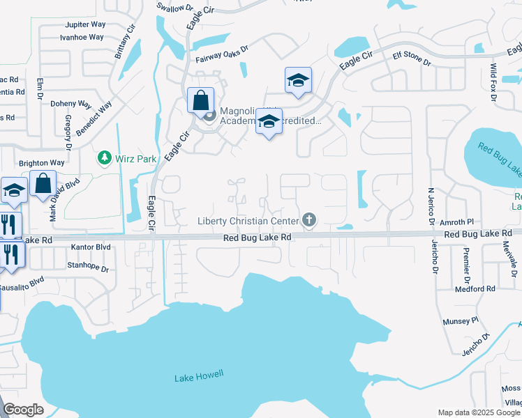 map of restaurants, bars, coffee shops, grocery stores, and more near 978 Rollingwood Loop in Casselberry