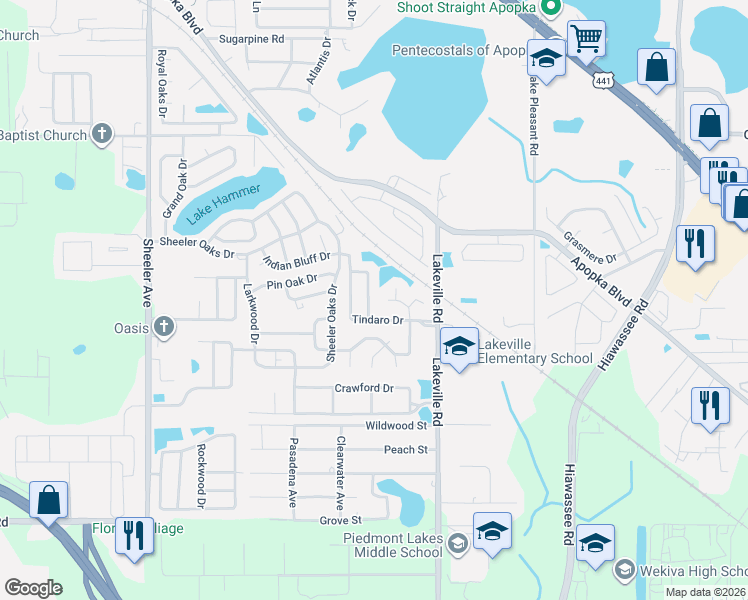 map of restaurants, bars, coffee shops, grocery stores, and more near 1346 Contreau Court in Apopka