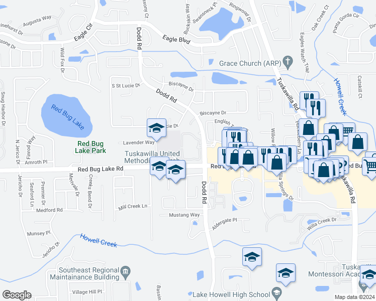 map of restaurants, bars, coffee shops, grocery stores, and more near 3756 Idlelbrook # 106 Circle in Casselberry