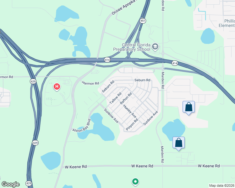 map of restaurants, bars, coffee shops, grocery stores, and more near 1255 Tallow Road in Apopka