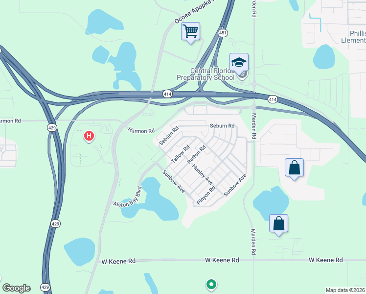 map of restaurants, bars, coffee shops, grocery stores, and more near 1255 Tallow Road in Apopka