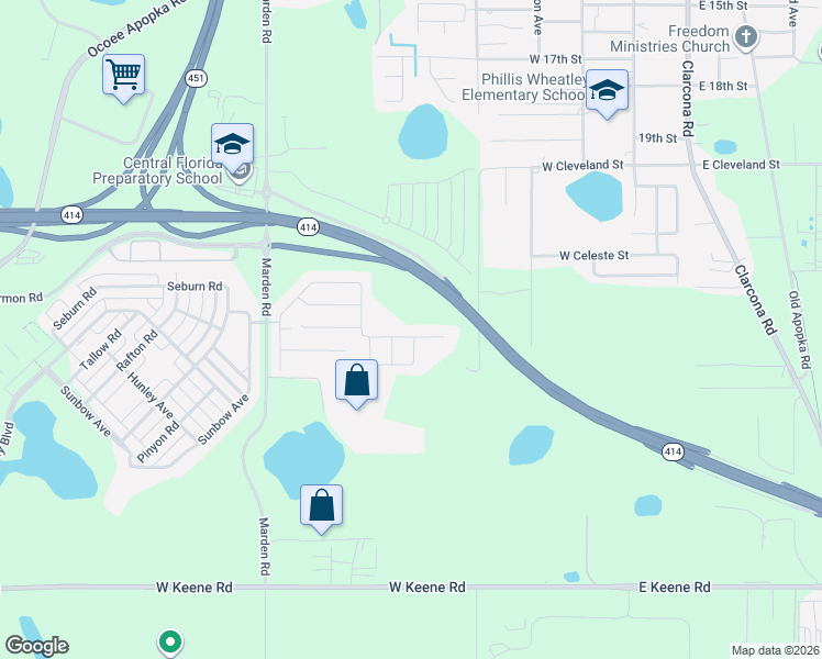 map of restaurants, bars, coffee shops, grocery stores, and more near 977 Karst Tree Lane in Apopka