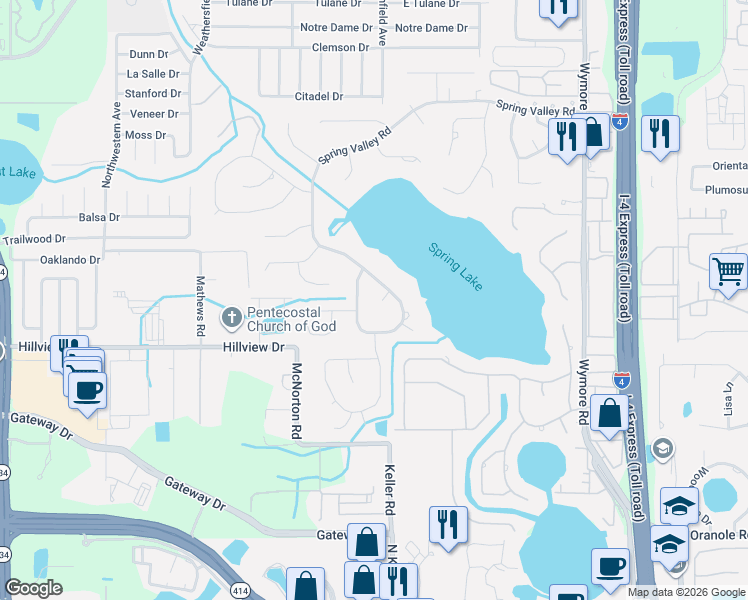 map of restaurants, bars, coffee shops, grocery stores, and more near 103 Pineview Court in Altamonte Springs