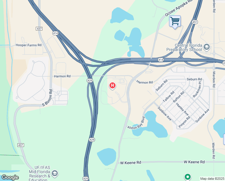 map of restaurants, bars, coffee shops, grocery stores, and more near 2100 Ocoee Apopka Road in Apopka