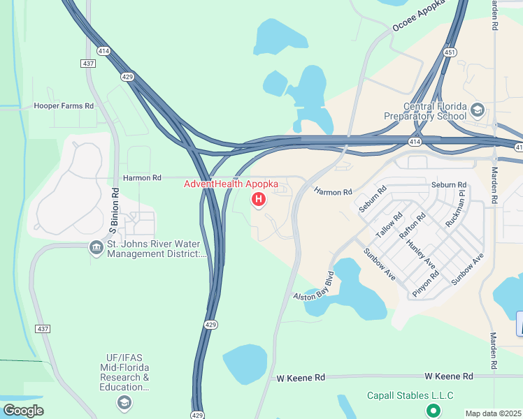 map of restaurants, bars, coffee shops, grocery stores, and more near 1901 Harmon Road in Apopka