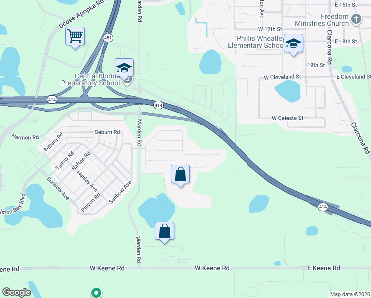 map of restaurants, bars, coffee shops, grocery stores, and more near 884 Grand Hilltop Drive in Apopka