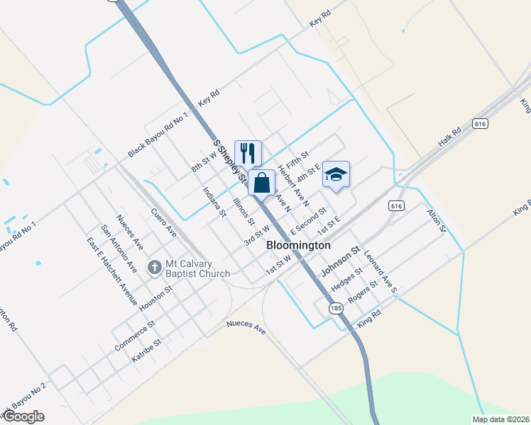map of restaurants, bars, coffee shops, grocery stores, and more near in Bloomington