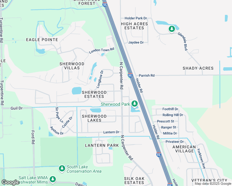 map of restaurants, bars, coffee shops, grocery stores, and more near 4230 Ivanhoe Drive in Titusville