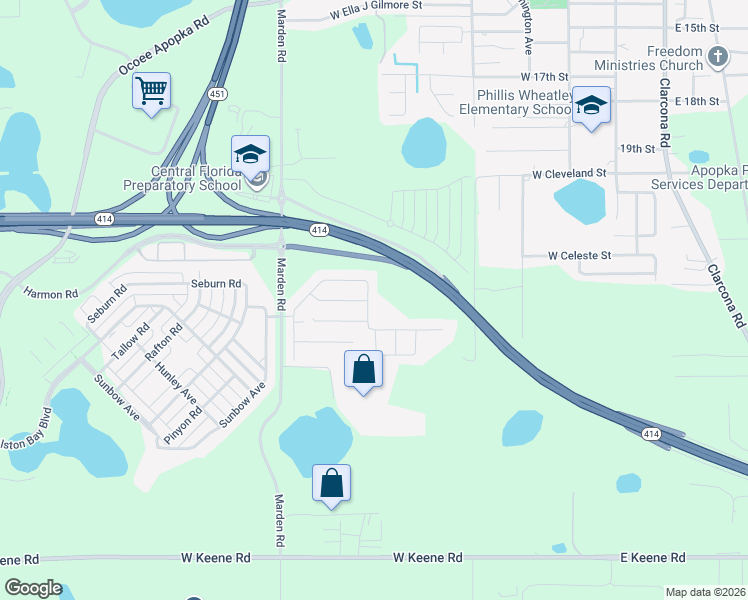 map of restaurants, bars, coffee shops, grocery stores, and more near 884 Grand Hilltop Drive in Apopka
