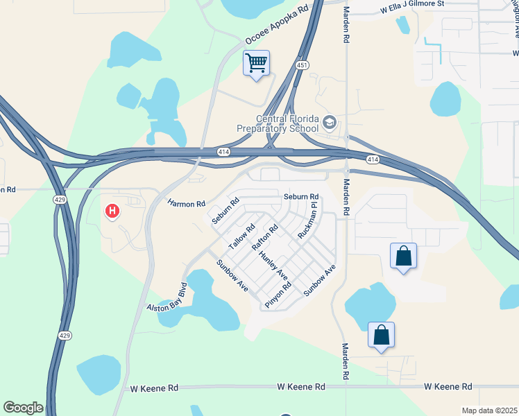 map of restaurants, bars, coffee shops, grocery stores, and more near 1247 Alston Bay Boulevard in Apopka