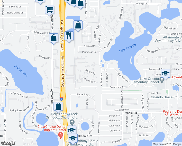 map of restaurants, bars, coffee shops, grocery stores, and more near 641 Crimson Court in Altamonte Springs