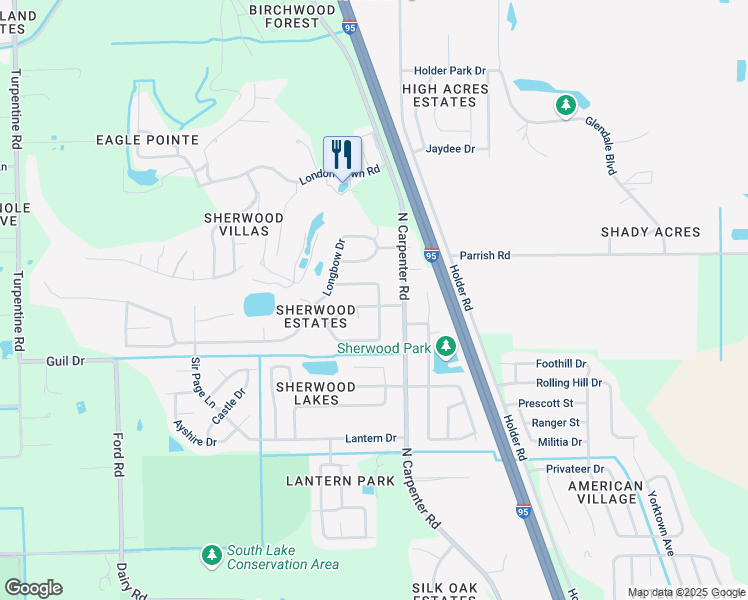 map of restaurants, bars, coffee shops, grocery stores, and more near 4230 Ivanhoe Drive in Titusville