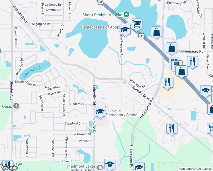 map of restaurants, bars, coffee shops, grocery stores, and more near 1708 Chatham Circle in Apopka
