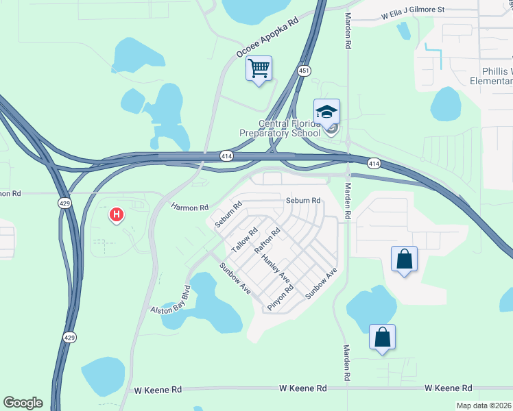 map of restaurants, bars, coffee shops, grocery stores, and more near 1239 Alston Bay Boulevard in Apopka
