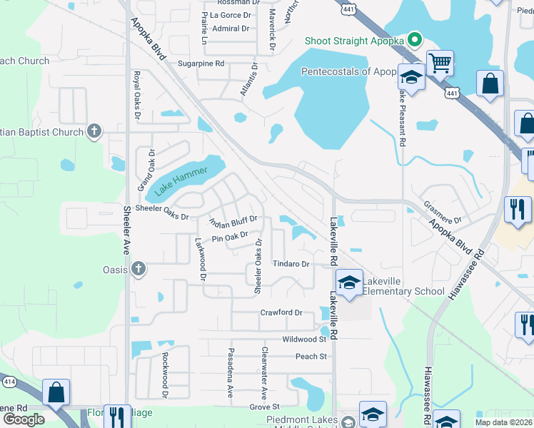 map of restaurants, bars, coffee shops, grocery stores, and more near 1902 Tindaro Drive in Apopka