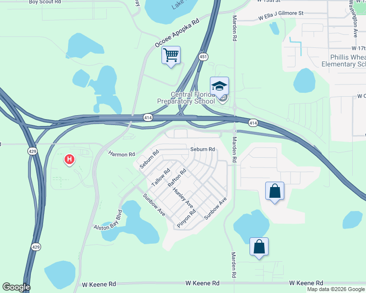 map of restaurants, bars, coffee shops, grocery stores, and more near 3063 Alessa Loop in Apopka