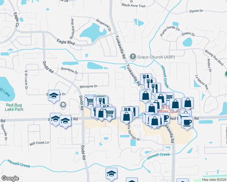 map of restaurants, bars, coffee shops, grocery stores, and more near 818 Cold Stream Court in Winter Springs