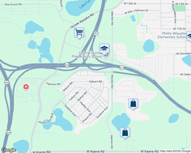 map of restaurants, bars, coffee shops, grocery stores, and more near 1045 Pavia Drive in Apopka