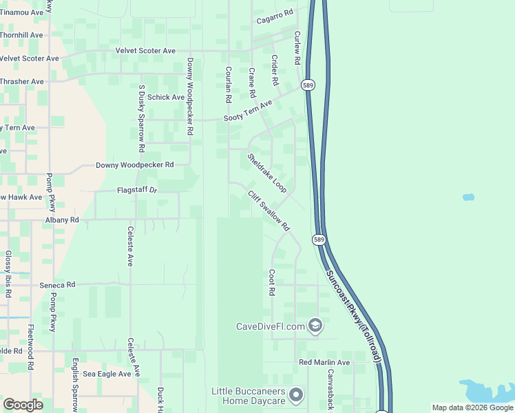 map of restaurants, bars, coffee shops, grocery stores, and more near 15520 Cliff Swallow Road in Brooksville