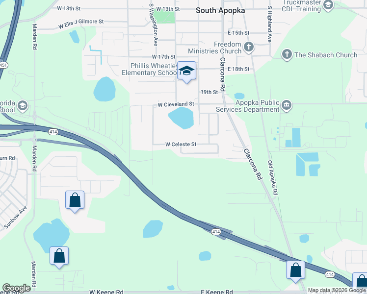 map of restaurants, bars, coffee shops, grocery stores, and more near 28 North Hammon Drive in Apopka