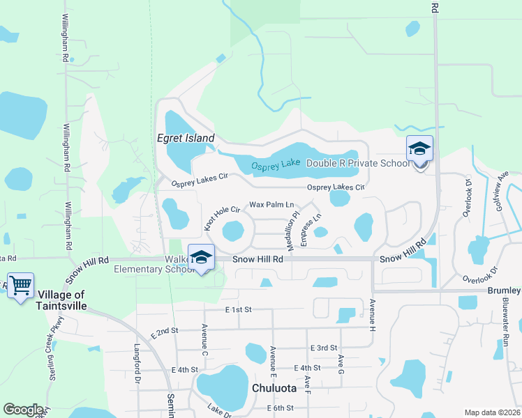 map of restaurants, bars, coffee shops, grocery stores, and more near 521 Wax Palm Ln in Chuluota