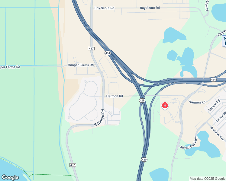 map of restaurants, bars, coffee shops, grocery stores, and more near 2101 Lakeview Ridge Circle in Apopka