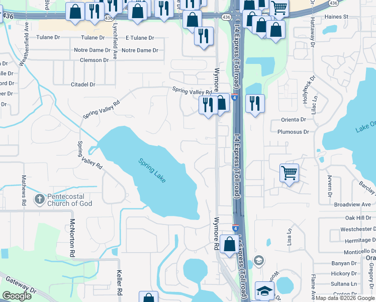map of restaurants, bars, coffee shops, grocery stores, and more near 249 Maison Court in Altamonte Springs