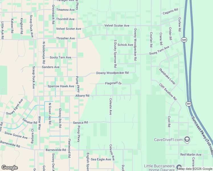 map of restaurants, bars, coffee shops, grocery stores, and more near 13264 Flagstaff Drive in Brooksville