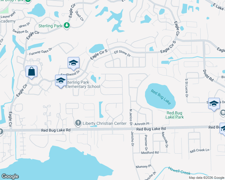map of restaurants, bars, coffee shops, grocery stores, and more near 1795 Laurel Brook Loop in Casselberry